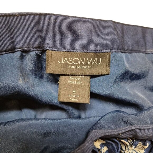 Jason Wu Skirt Pleated Daisy Flowers Blue Womens 8 Zip Side Knee Length - Picture 4 of 7